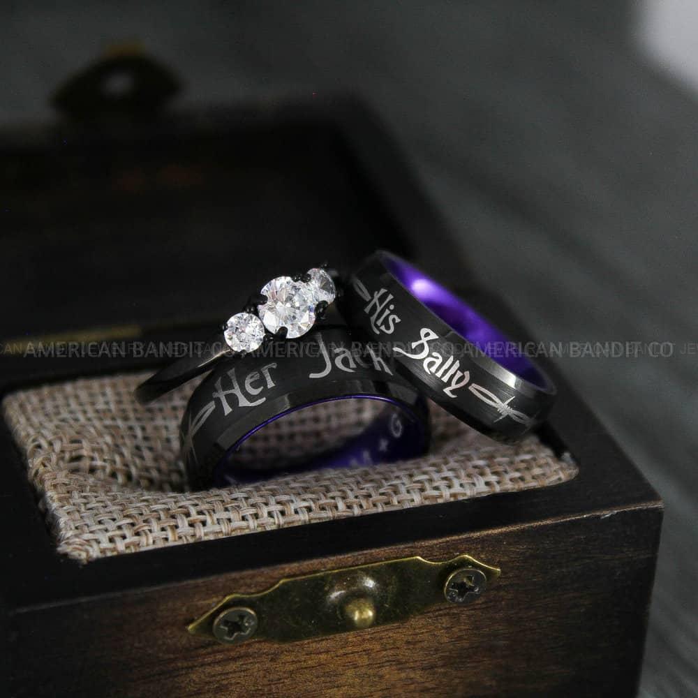 IMG_4636 Jack and Sally Rings, Jack and Sally Wedding Bands, Couple Rings, Jack and Sally Wedding Rings - Image 1