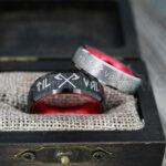 Til Valhalla Rings, Viking Rings, Runes Rings, Vegvísir Ring, Couple Nordic Rings, Norsemen Rings, Nordic Runes Rings, Black Tungsten Bands - Image 3