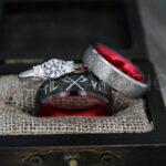 Til Valhalla Rings, Viking Rings, Runes Rings, Vegvísir Ring, Couple Nordic Rings, Norsemen Rings, Nordic Runes Rings, Black Tungsten Bands