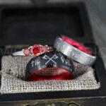 Til Valhalla Rings, Viking Rings, Runes Rings, Vegvísir Ring, Couple Nordic Rings, Norsemen Rings, Nordic Runes Rings, Black Tungsten Bands