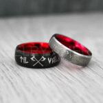 Til Valhalla Rings, Viking Rings, Runes Rings, Vegvísir Ring, Couple Nordic Rings, Norsemen Rings, Nordic Runes Rings, Black Tungsten Bands - Image 4