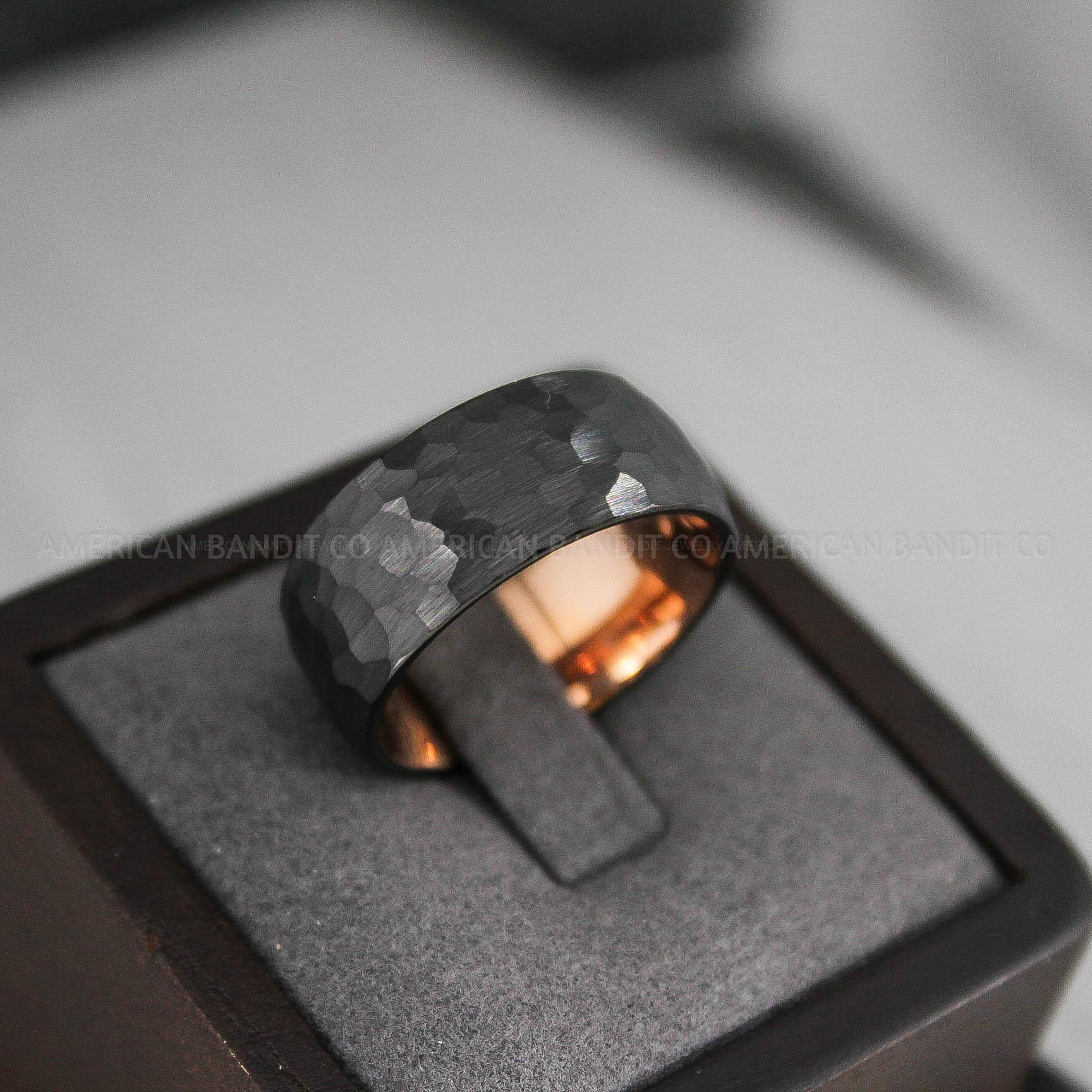 IMG_2924 Hammered Ring, Black Wedding Ring, Black Wedding Band, Black Hammered Wedding Ring - Image 1