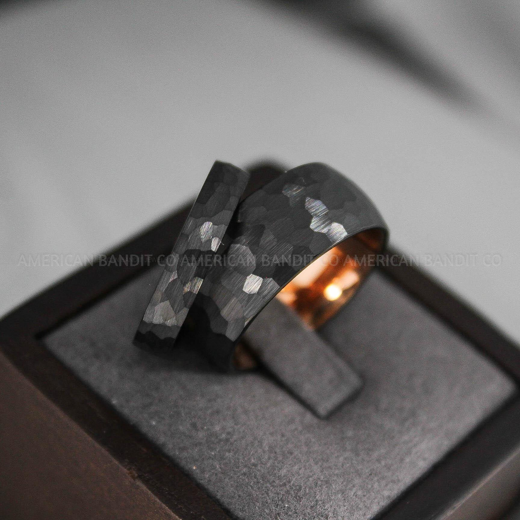 IMG_2927 Hammered Rings, Black Wedding Rings, Black Wedding Bands, Couple Rings, Couple Wedding Bands, Couple Wedding Rings, Matching Couple Rings - Image 1