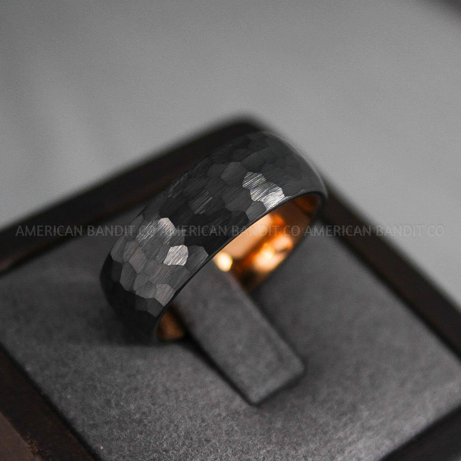 IMG_2936 Hammered Ring, Black Wedding Ring, Black Wedding Band, Black Hammered Wedding Ring - Image 1