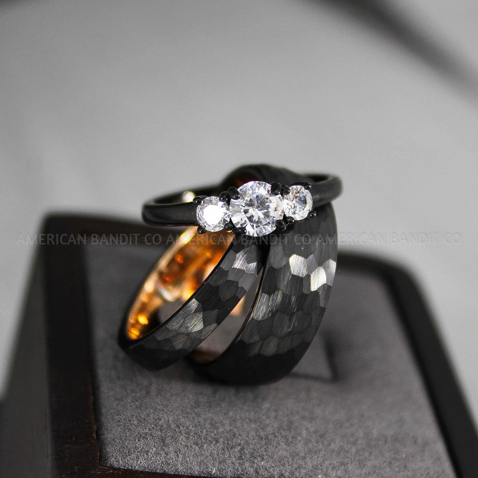 IMG_2942 Hammered Rings, Black Wedding Rings, Black Wedding Bands, Couple Rings, Couple Wedding Bands, Couple Wedding Rings, Matching Couple Rings - Image 1