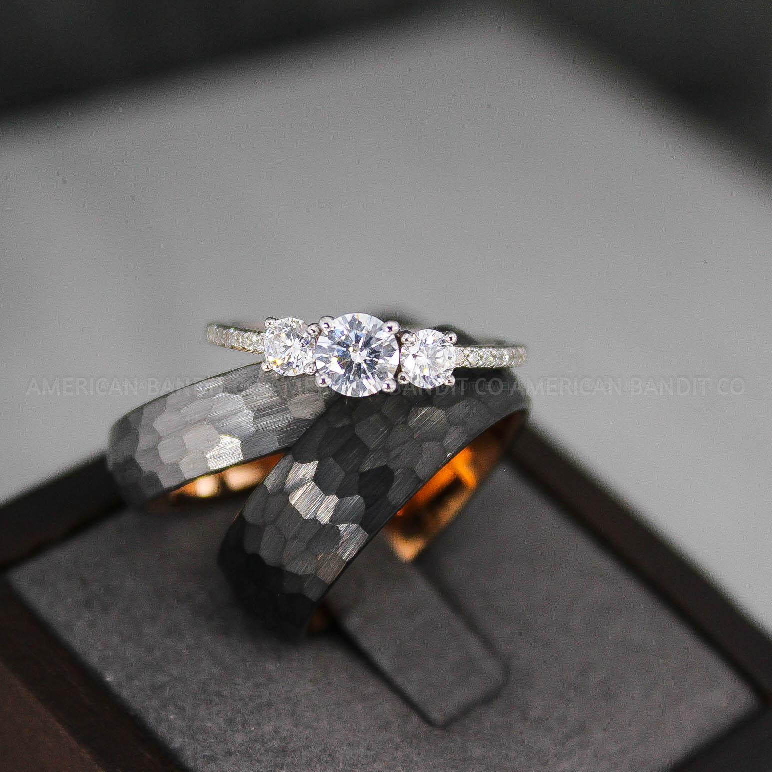 IMG_2945 Hammered Rings, Black Wedding Rings, Black Wedding Bands, Couple Rings, Couple Wedding Bands, Couple Wedding Rings, Matching Couple Rings - Image 1
