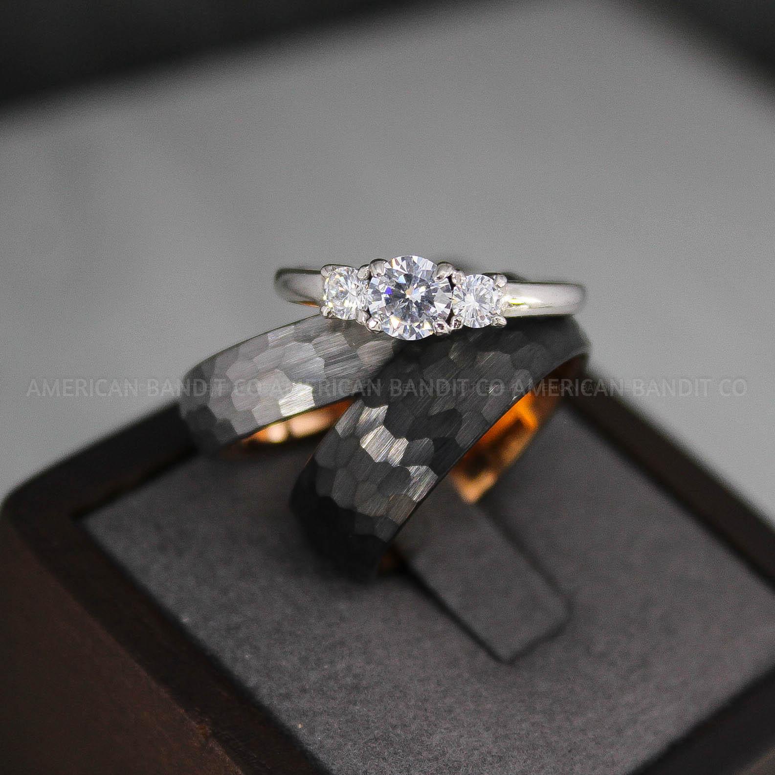 IMG_2946 Hammered Rings, Black Wedding Rings, Black Wedding Bands, Couple Rings, Couple Wedding Bands, Couple Wedding Rings, Matching Couple Rings - Image 1