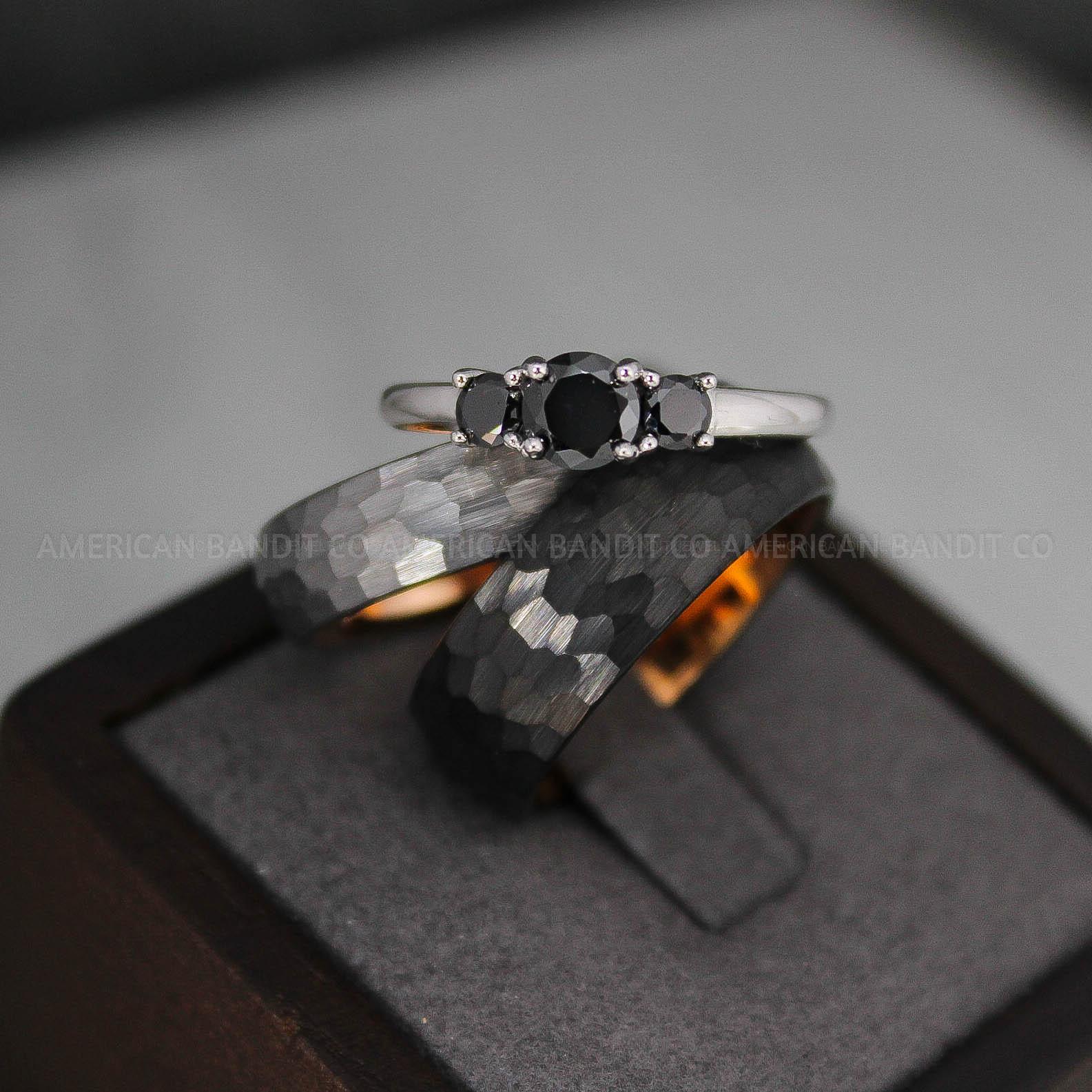 IMG_2947 Hammered Rings, Black Wedding Rings, Black Wedding Bands, Couple Rings, Couple Wedding Bands, Couple Wedding Rings, Matching Couple Rings - Image 1