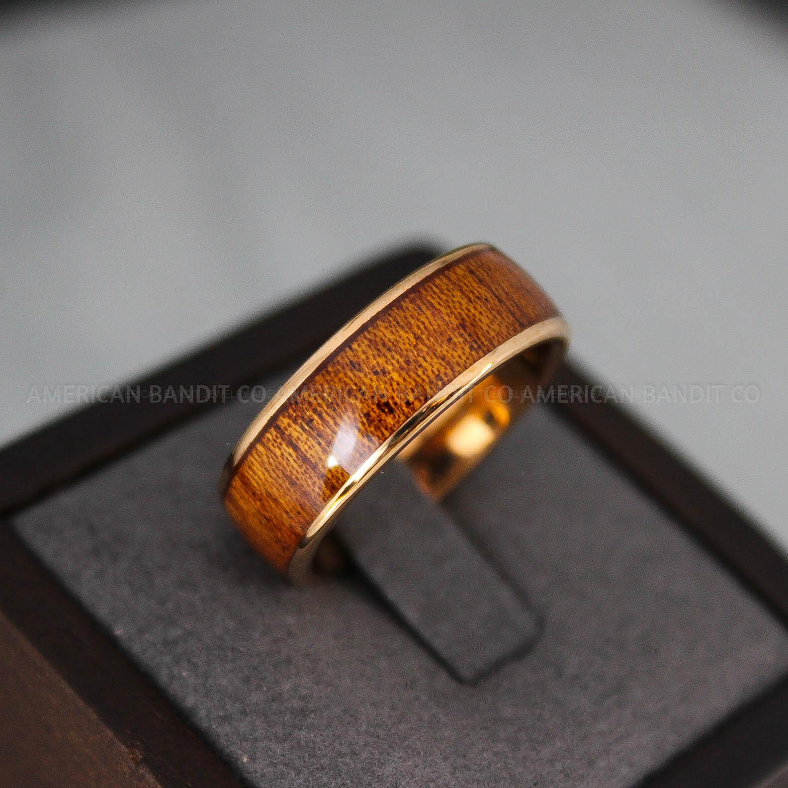 IMG_2951 Wood Rings, Wood Wedding Bands, Wood Wood Ring, Wood Wedding Band, Wood Wedding Ring, Rose Gold Wedding Ring, Rose Gold Wedding Band, His Wedding Ring, Mens Wedding BandRings, 2 Piece Couple Set Tungsten Bands with Wood Inlay, Couple Rings, Matching Wood Rings - Image 1