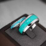 Turquoise Ring, Turquoise Wedding Ring, Turquoise Wedding Band, Turquoise Jewelry, Silver Wedding Ring, Silver Wedding Band, Turquoise Ring - Image 2