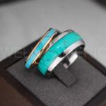 Turquoise Ring, Turquoise Wedding Ring, Turquoise Wedding Band, Turquoise Jewelry, Rose Gold Wedding Ring, Rose Gold Wedding Band, Turquoise