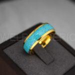 Turquoise Rings, Turquoise Wedding Rings, Turquoise Wedding Bands, Turquoise Jewelry, Yellow Gold Wedding Rings, Gold Wedding Bands, Turquoise - Image 3