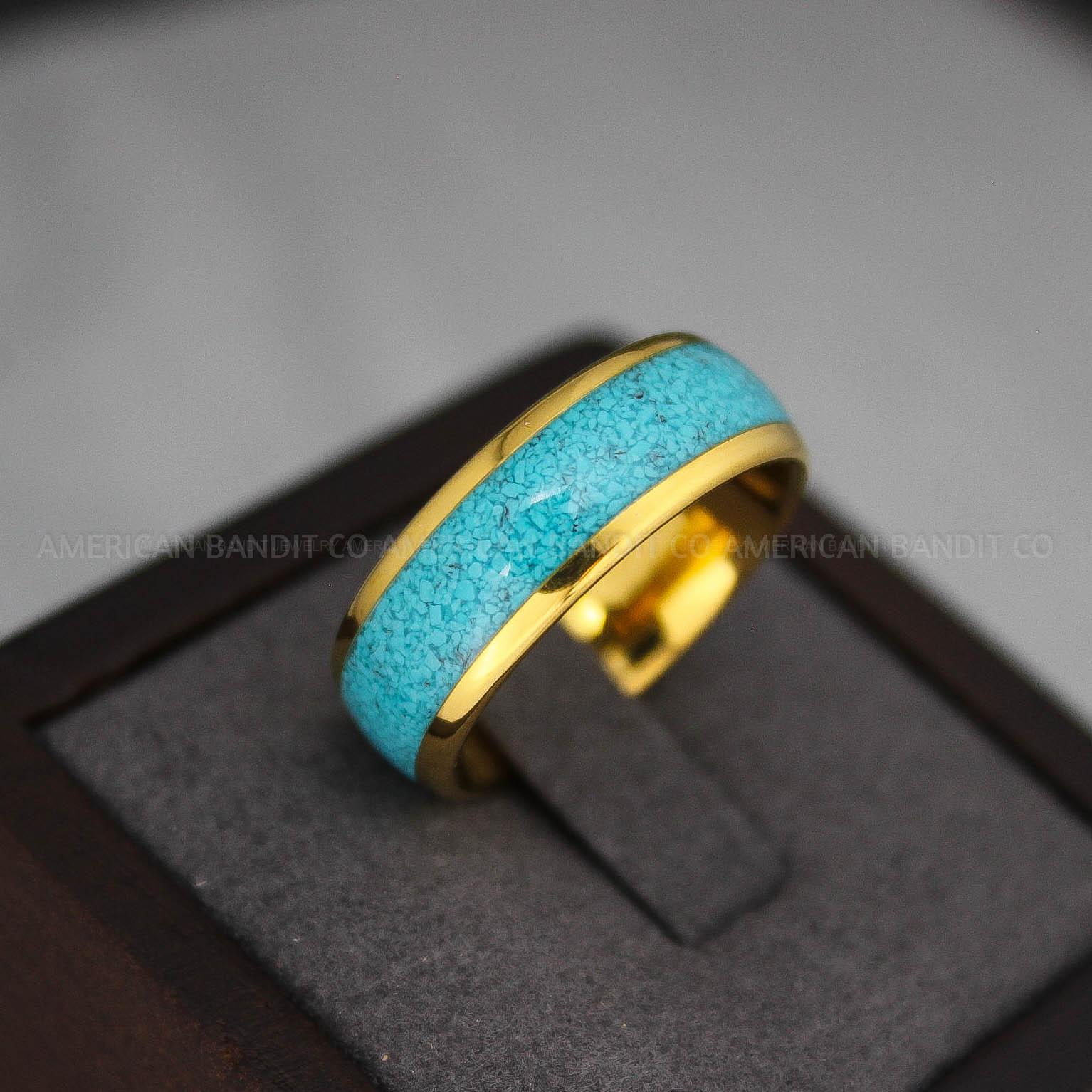 IMG_2976 Turquoise Rings, Turquoise Wedding Rings, Turquoise Wedding Bands, Turquoise Jewelry, Yellow Gold Wedding Rings, Gold Wedding Bands, Turquoise - Image 1