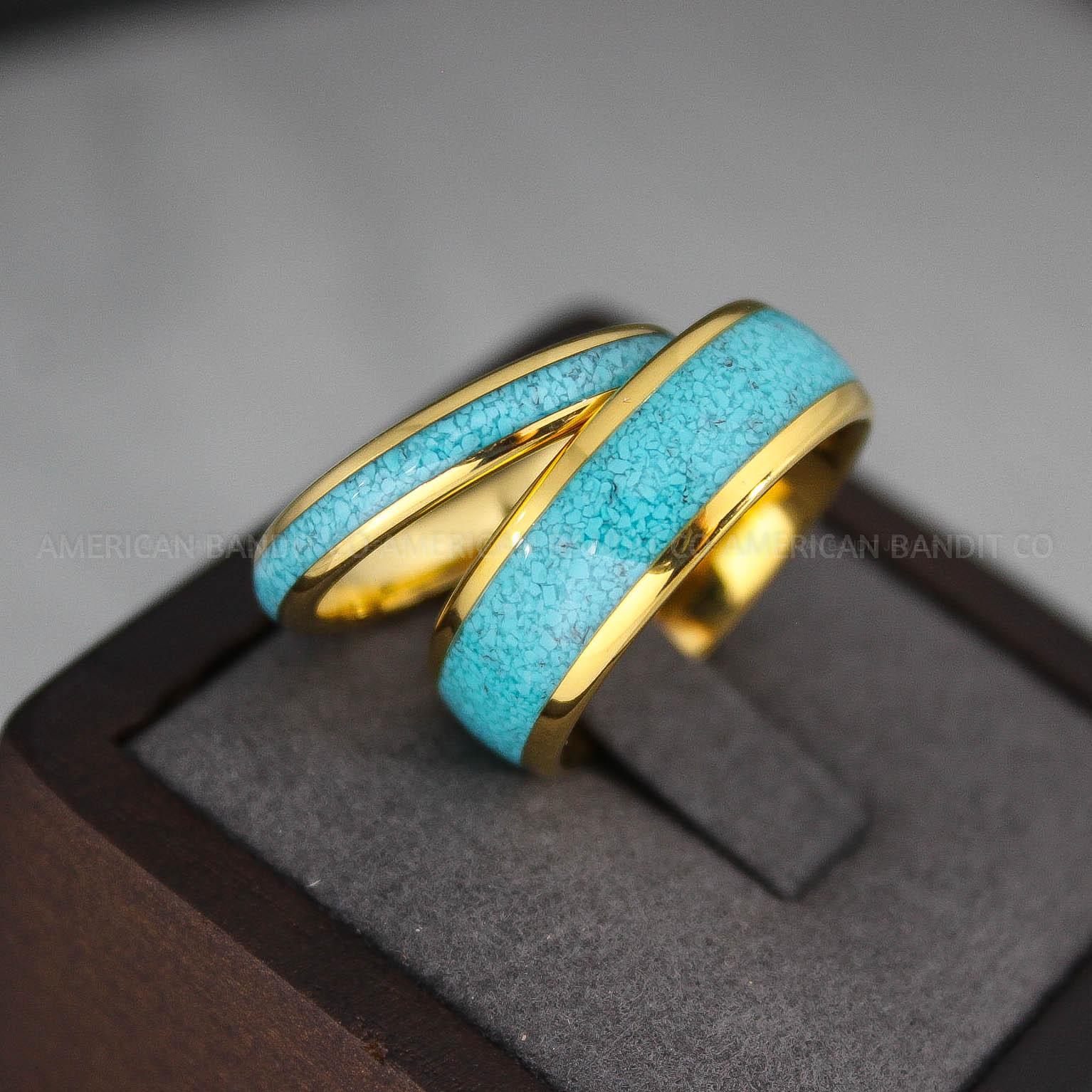 IMG_2978 Turquoise Rings, Turquoise Wedding Rings, Turquoise Wedding Bands, Turquoise Jewelry, Yellow Gold Wedding Rings, Gold Wedding Bands, Turquoise - Image 1