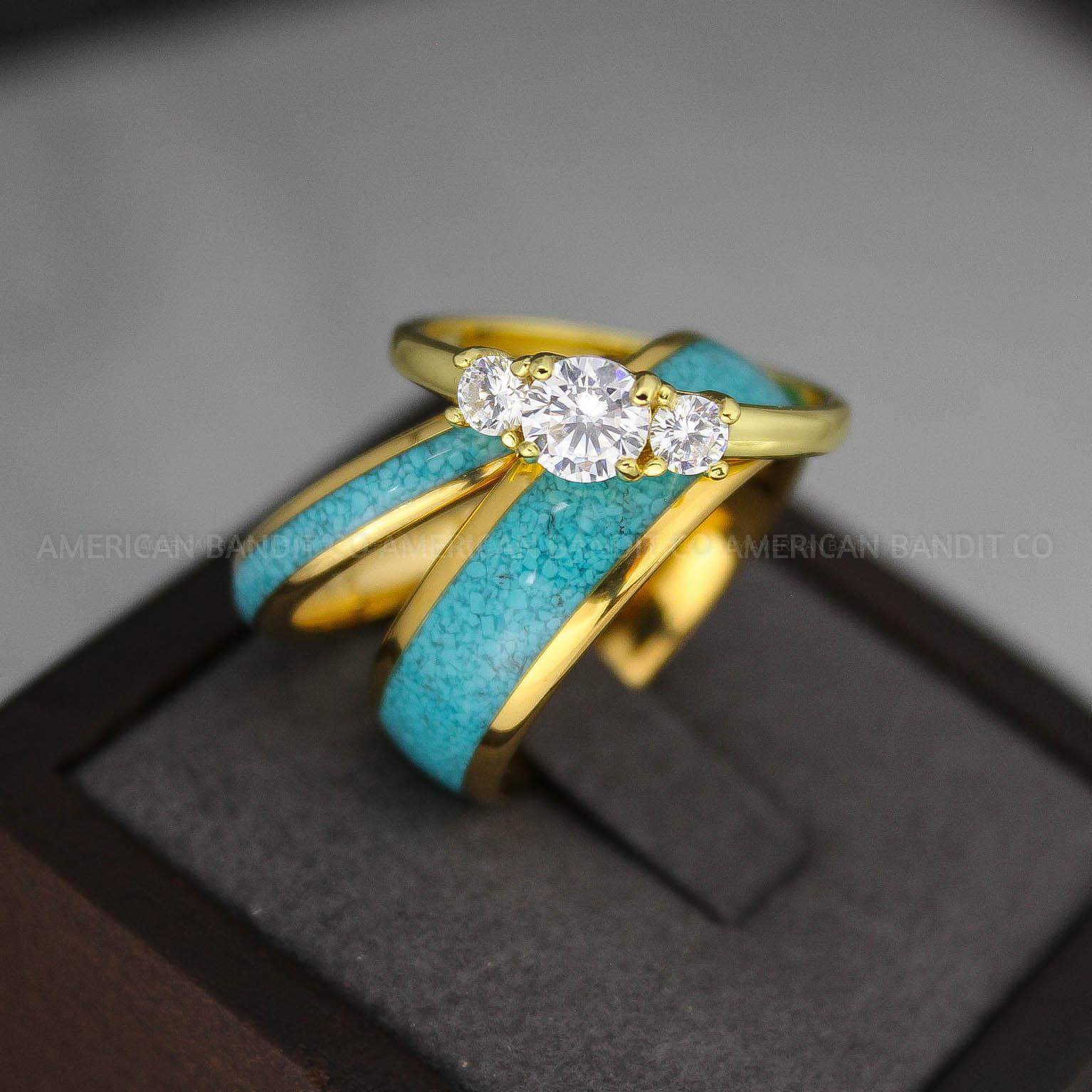 IMG_2980 Turquoise Rings, Turquoise Wedding Rings, Turquoise Wedding Bands, Turquoise Jewelry, Yellow Gold Wedding Rings, Gold Wedding Bands, Turquoise - Image 1