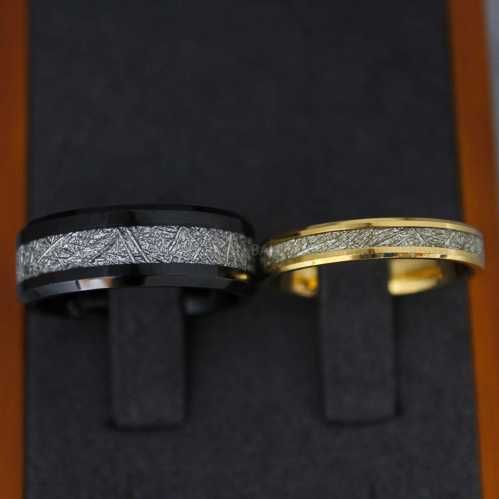 IMG_3041 Meteorite Rings, Meteorite Wedding Rings, Meteorite Wedding Bands, Meteorite Jewelry, Couple Wedding Rings, Black Wedding Band, Meteor Ring - Image 1