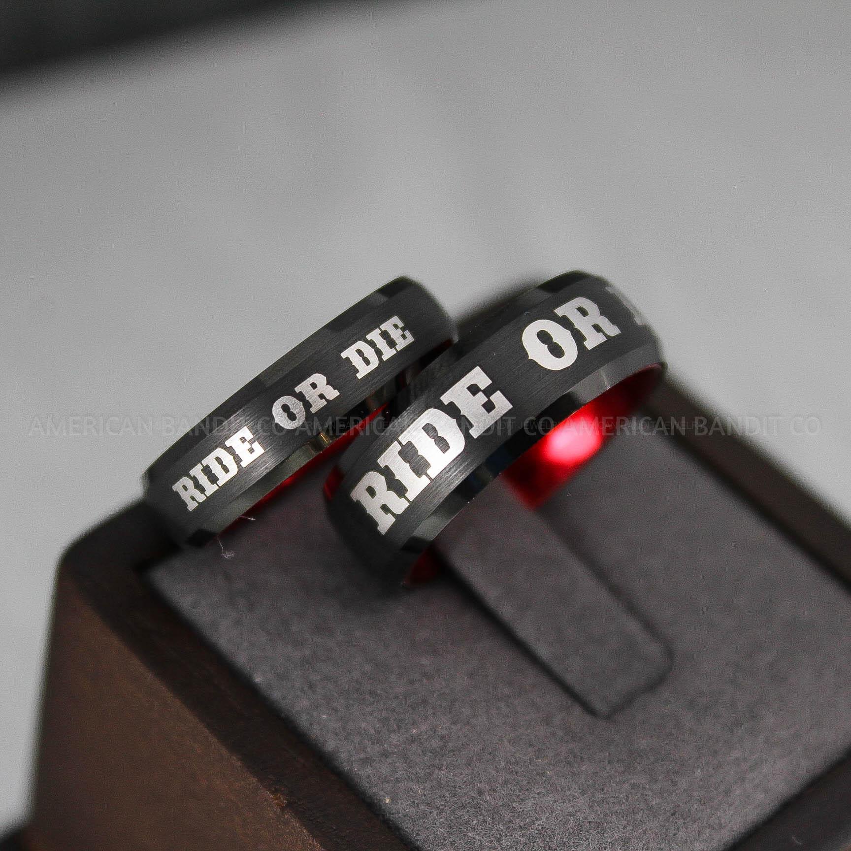IMG_3052 Ride or Die Rings, Ride or Die, Ride or Die Wedding Rings, Ride or Die Wedding Bands, Black Wedding Rings, Black Wedding Bands, Biker Rings - Image 1