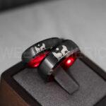 Howling Wolves Ring, Wolf Ring, Couple Wedding Rings, Couple Rings, Wolves Ring, Wolf Howl Ring, Black Wedding Bands, Matching Wedding Rings