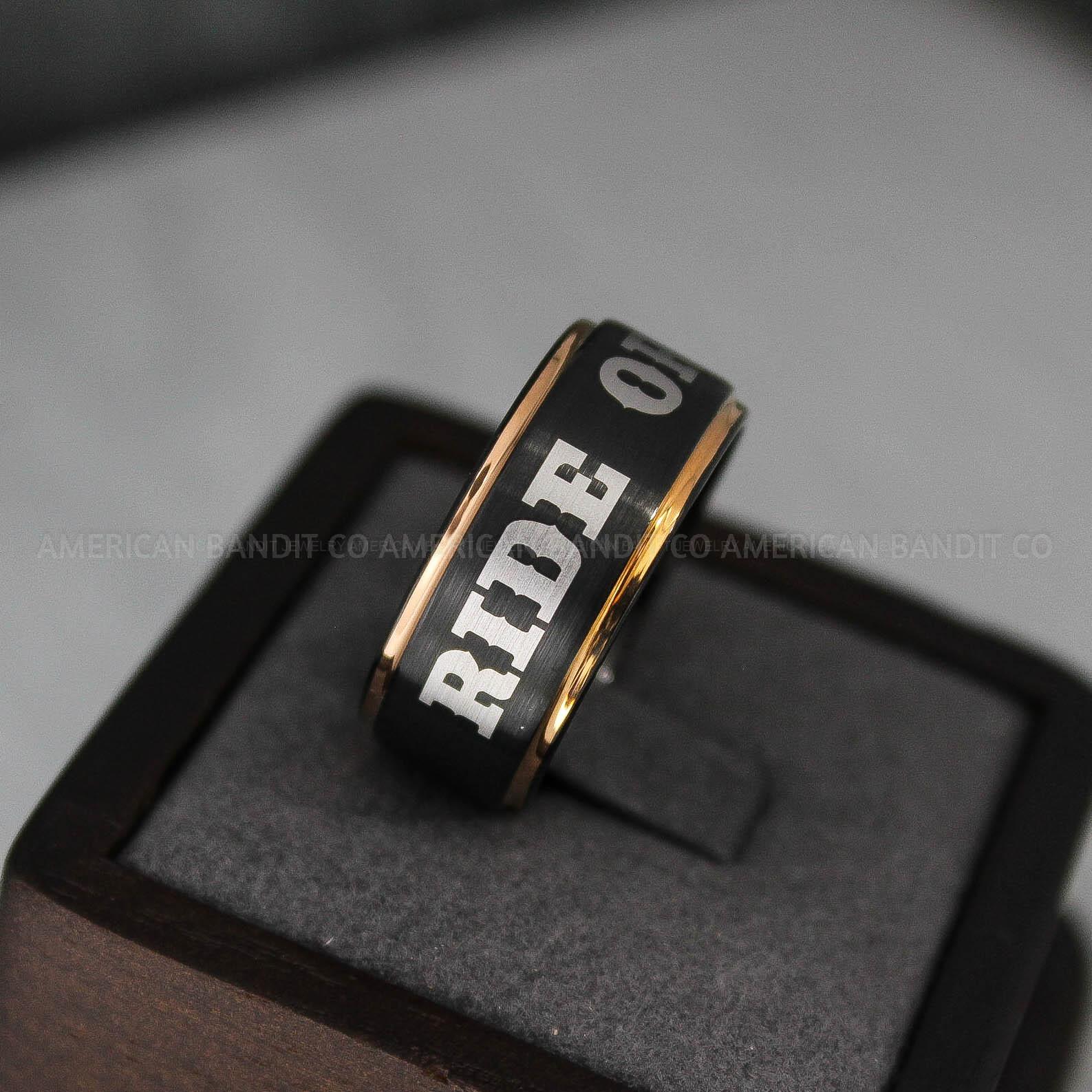 IMG_3081 Ride or Die Rings, Ride or Die, Ride or Die Wedding Rings, Ride or Die Wedding Bands, Black Wedding Rings, Black Wedding Bands, Biker Rings - Image 1