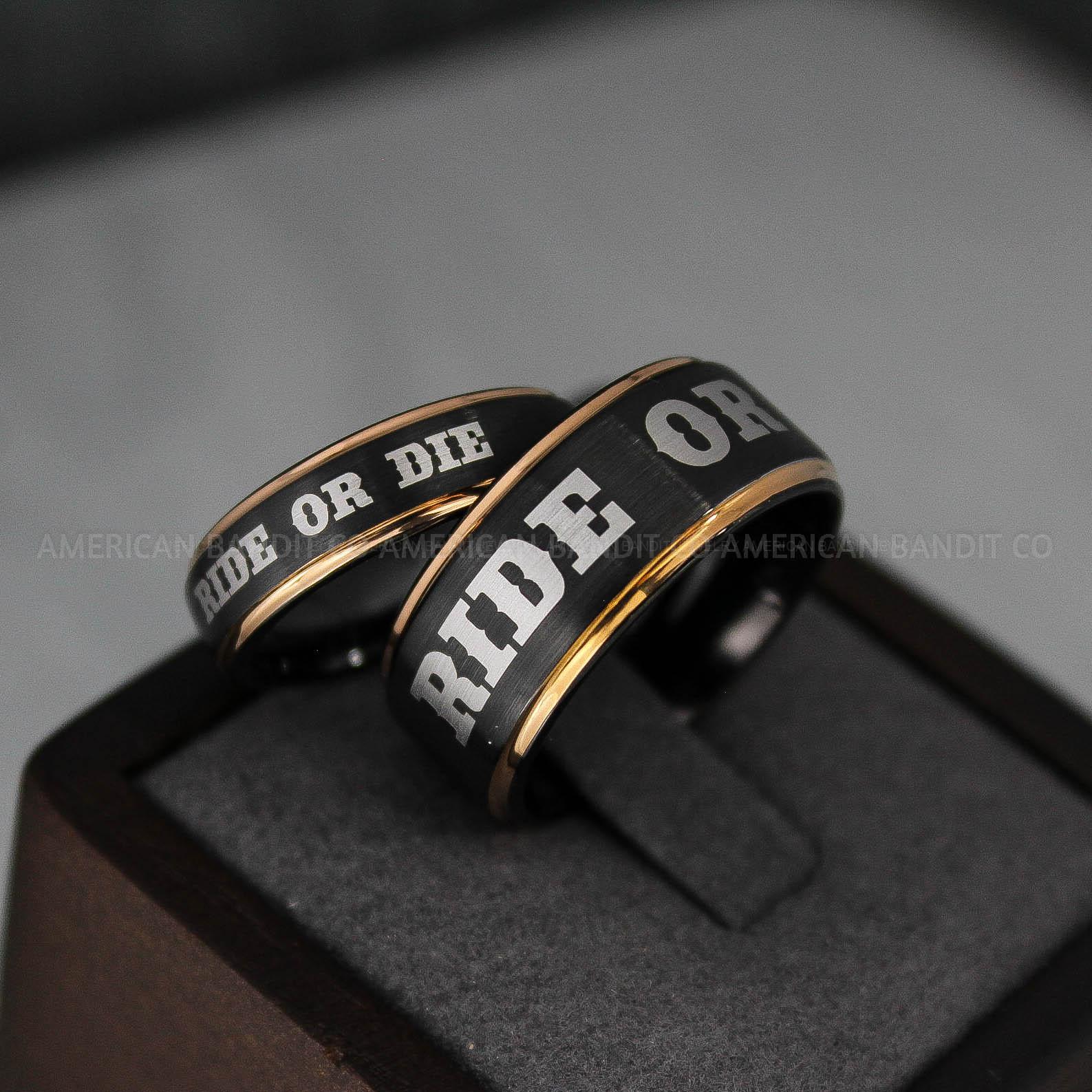 IMG_3086 Ride or Die Rings, Ride or Die, Ride or Die Wedding Rings, Ride or Die Wedding Bands, Black Wedding Rings, Black Wedding Bands, Biker Rings - Image 1