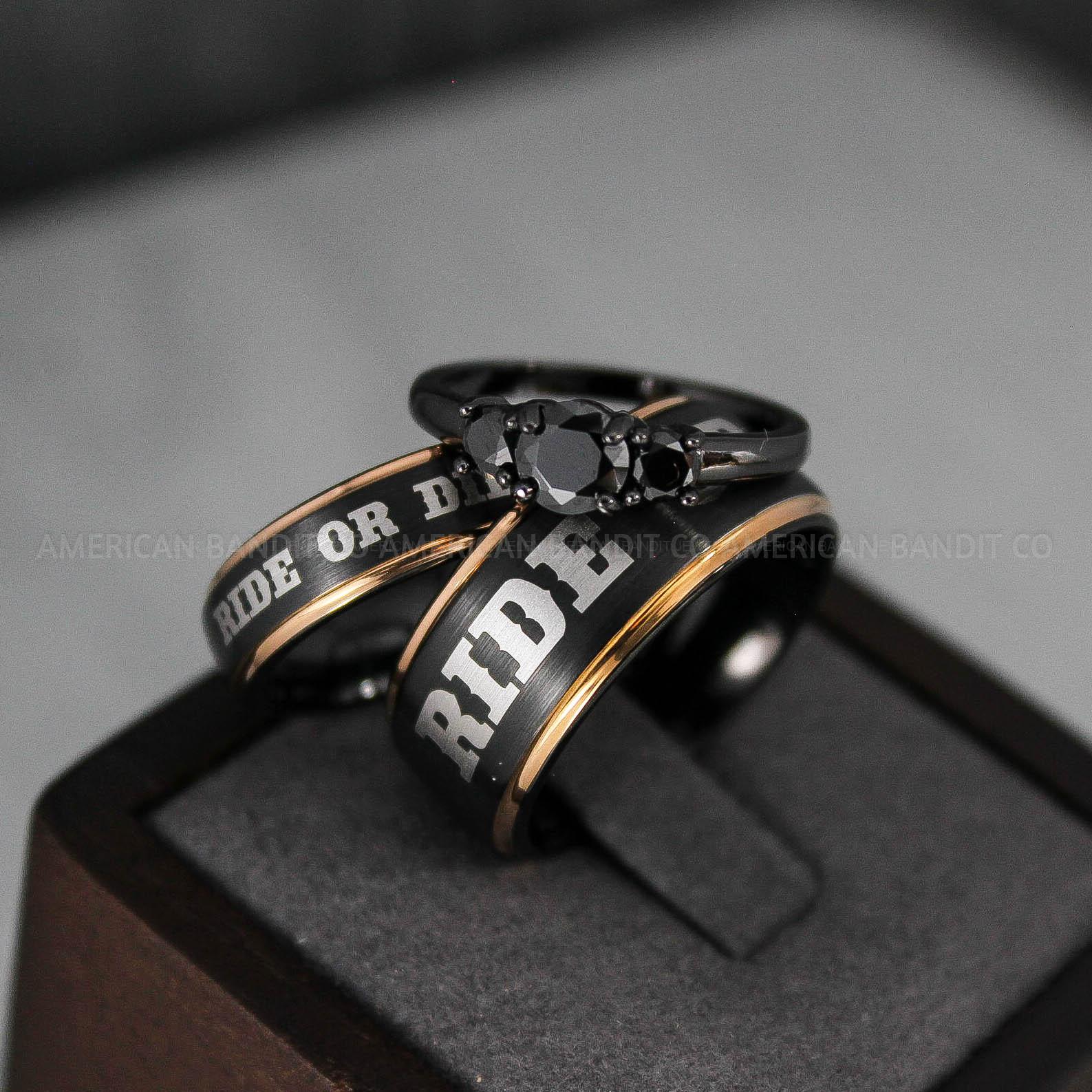 IMG_3090 Ride or Die Rings, Ride or Die, Ride or Die Wedding Rings, Ride or Die Wedding Bands, Black Wedding Rings, Black Wedding Bands, Biker Rings - Image 1