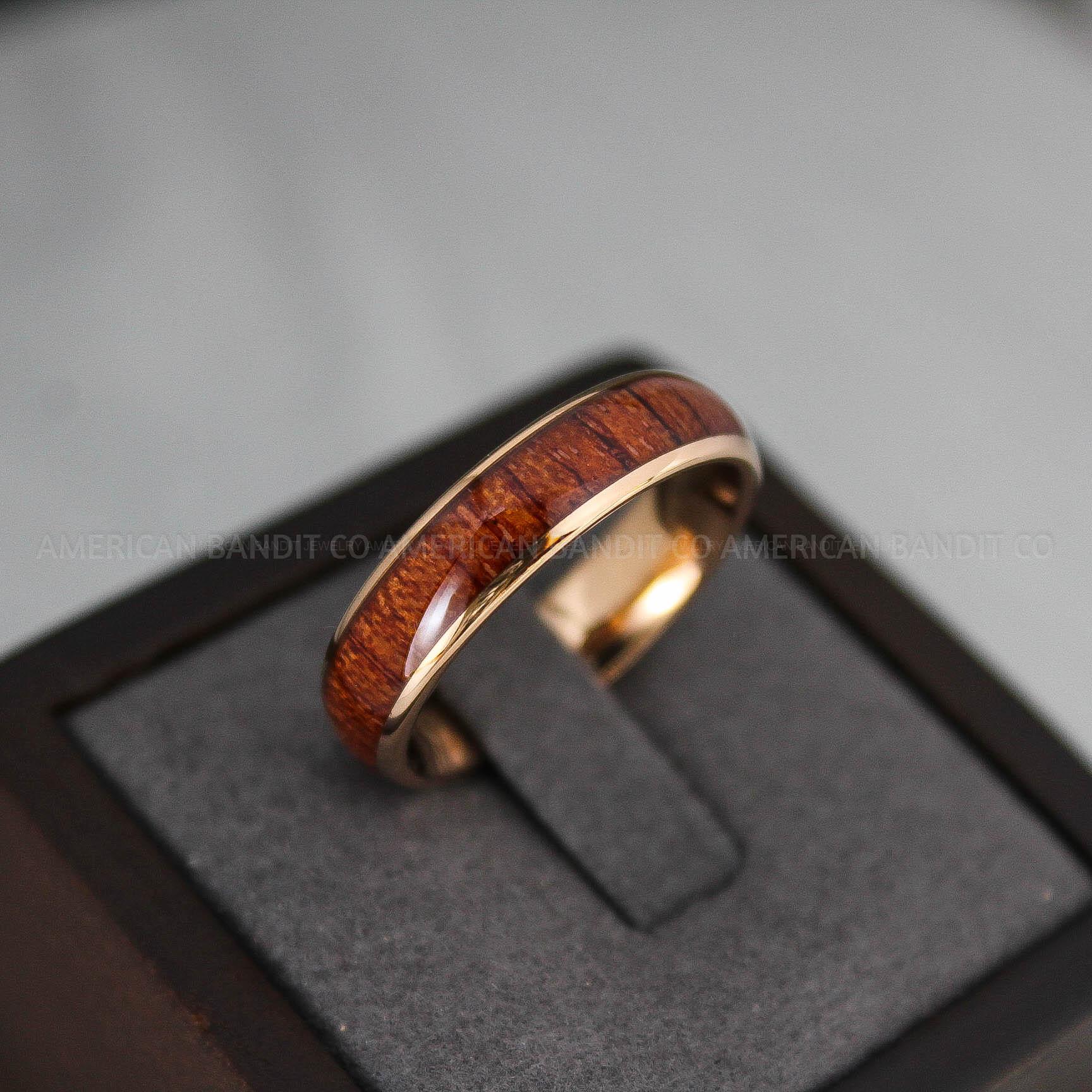IMG_3099 Wood Ring, Wood Wedding Ring, Wood Wedding Band, Rose Gold Wedding Ring, Rose Gold Wedding Band - Image 1
