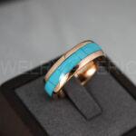 Turquoise Ring, Turquoise Wedding Ring, Turquoise Wedding Band, Turquoise Jewelry, Rose Gold Wedding Ring, Rose Gold Wedding Band, Turquoise - Image 3