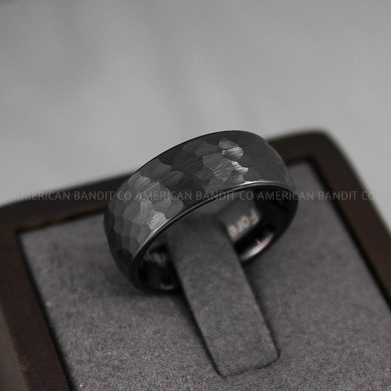 IMG_3107 Hammered Ring, Black Wedding Ring, Black Wedding Band, Hammered Wedding Ring, Hammered Wedding Band, Groom Ring, Black Groom Wedding Band - Image 1