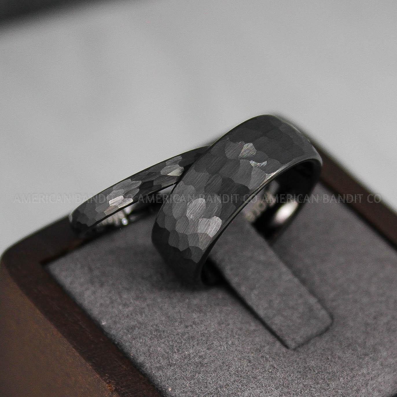 IMG_3111 Hammered Ring, Black Wedding Ring, Black Wedding Band, Hammered Wedding Ring, Hammered Wedding Band, Groom Ring, Black Groom Wedding Band - Image 1