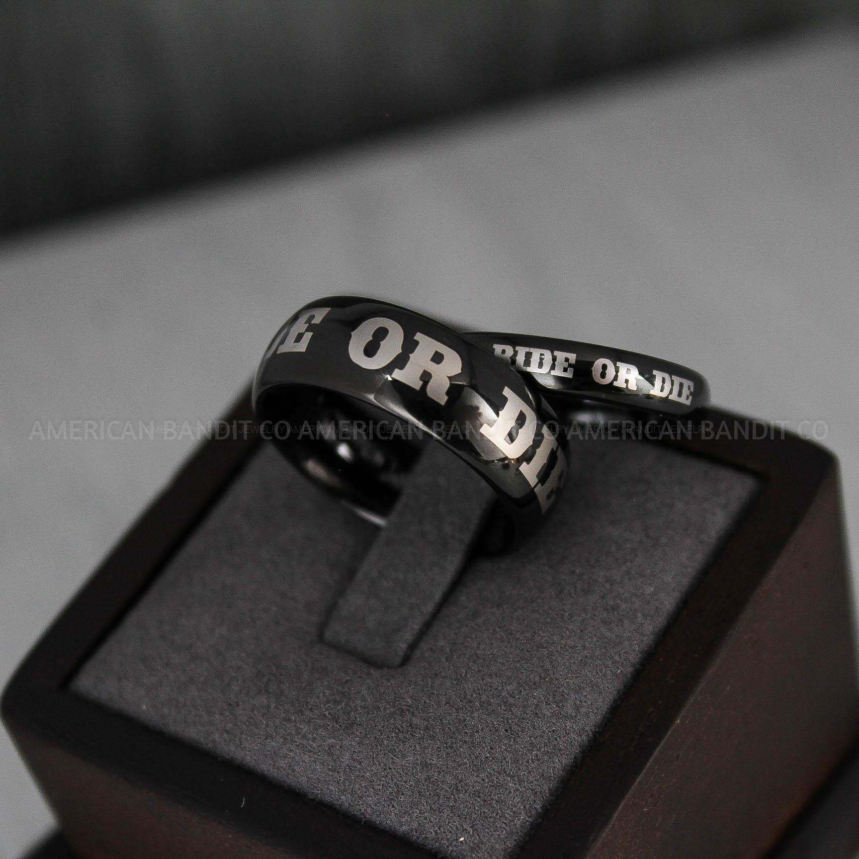 IMG_3134 Ride or Die Rings, Ride or Die, Ride or Die Wedding Rings, Ride or Die Wedding Bands, Black Wedding Rings, Black Wedding Bands, Biker Rings - Image 1