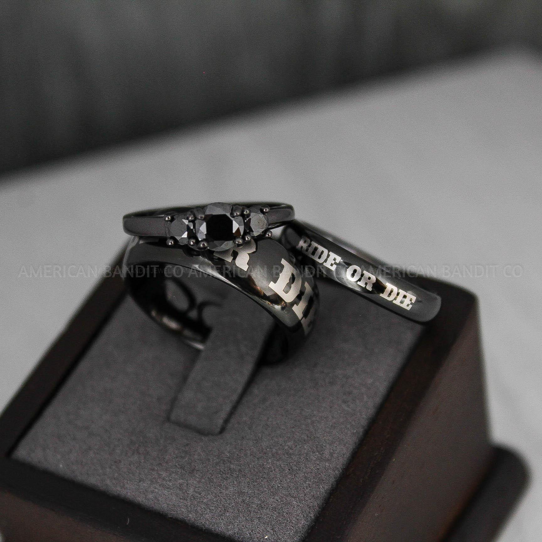IMG_3139 Ride or Die Rings, Ride or Die, Ride or Die Wedding Rings, Ride or Die Wedding Bands, Black Wedding Rings, Black Wedding Bands, Biker Rings - Image 1