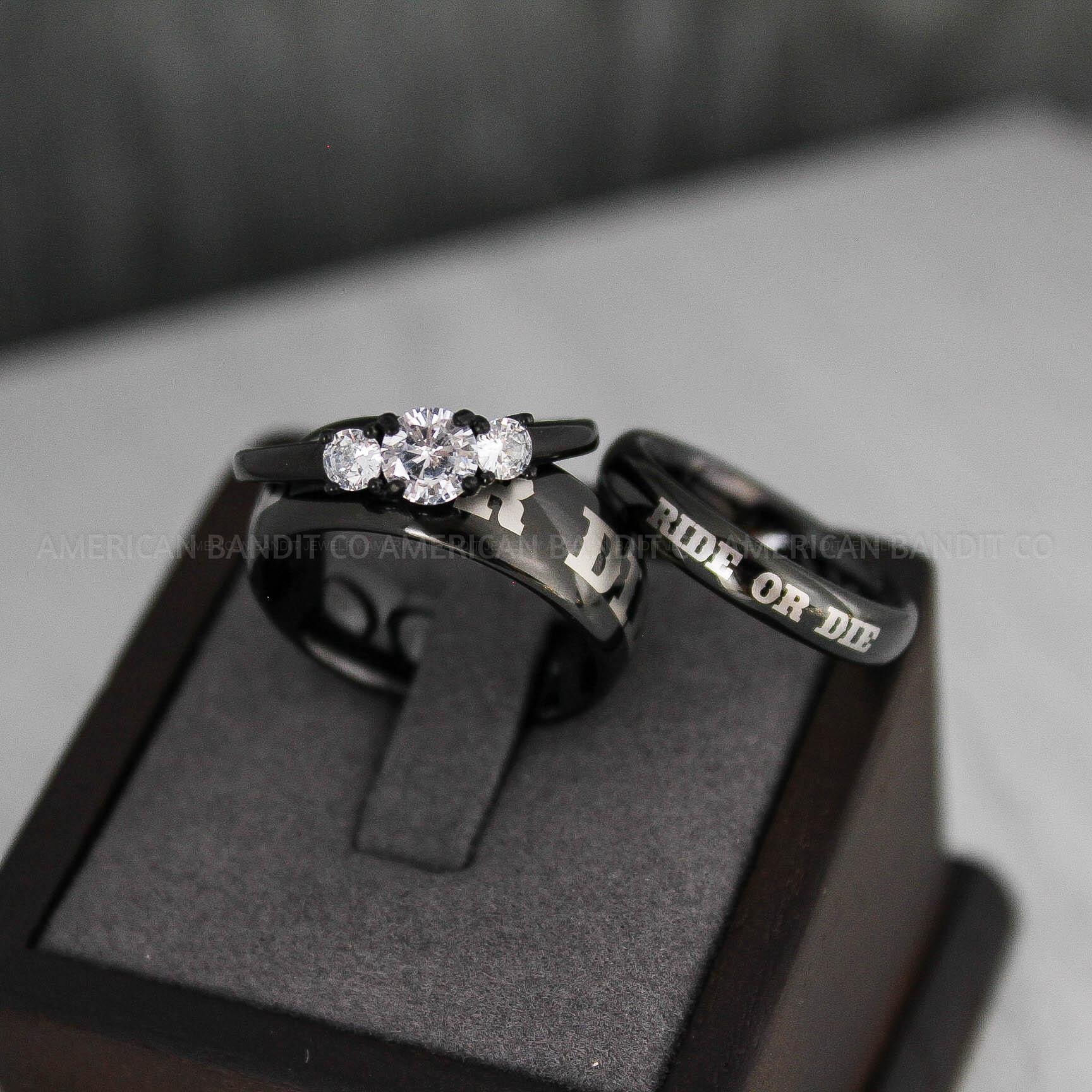 IMG_3142 Ride or Die Rings, Ride or Die, Ride or Die Wedding Rings, Ride or Die Wedding Bands, Black Wedding Rings, Black Wedding Bands, Biker Rings - Image 1