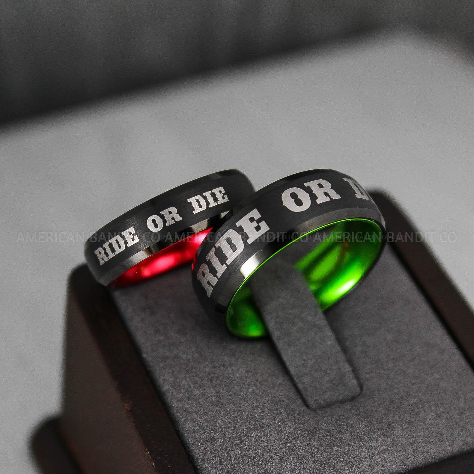 IMG_3154 Ride or Die Rings, Ride or Die, Ride or Die Wedding Rings, Ride or Die Wedding Bands, Black Wedding Rings, Black Wedding Bands, Biker Rings - Image 1