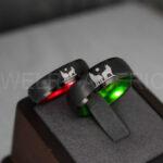 Howling Wolves Ring, Wolf Ring, Couple Wedding Rings, Couple Rings, Wolves Ring, Wolf Howl Ring, Black Wedding Bands, Matching Wedding Rings