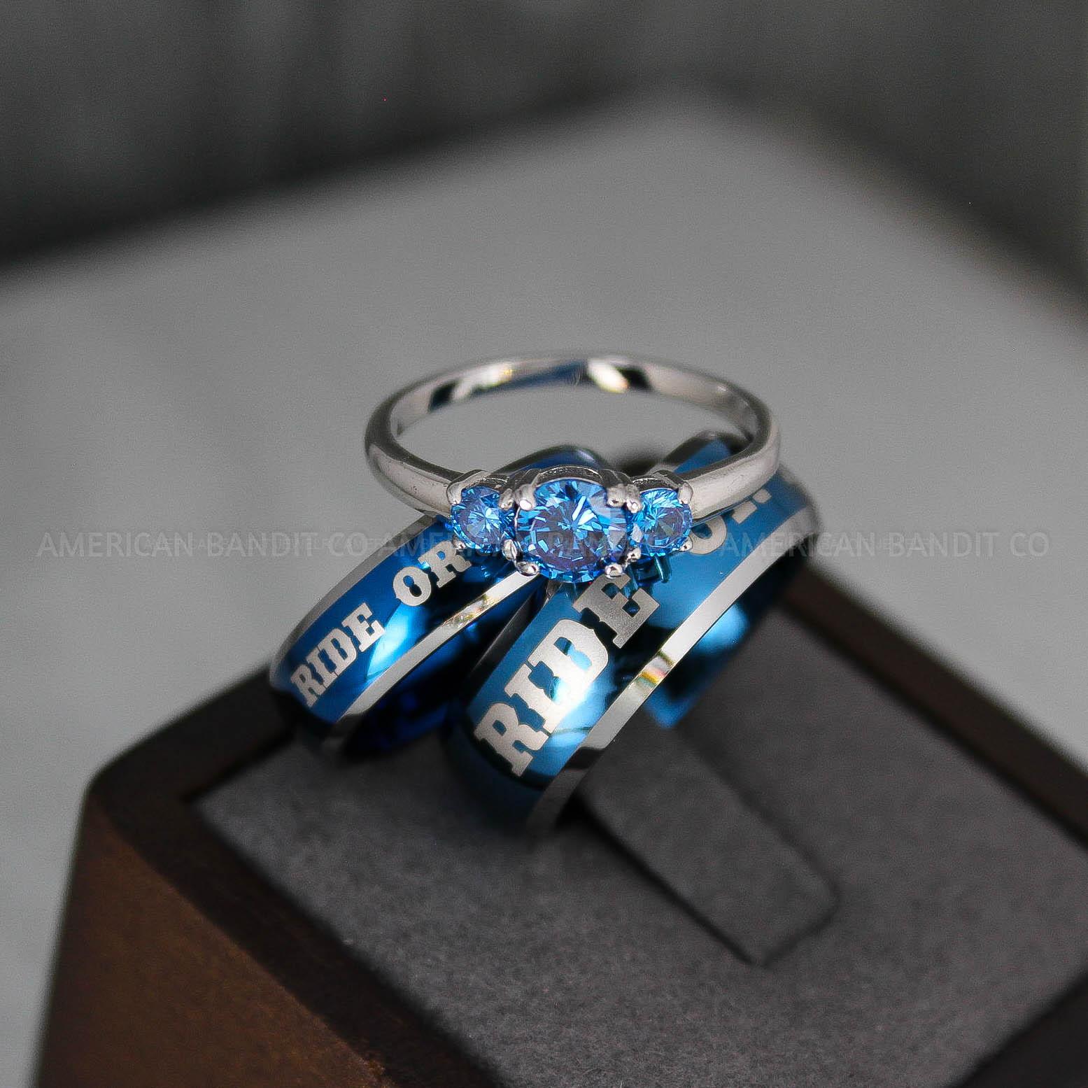 IMG_3164 Ride or Die Rings, Ride or Die, Ride or Die Wedding Rings, Ride or Die Wedding Bands, Blue Wedding Rings, Blue Wedding Bands, Biker Rings - Image 1