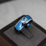 Howling Wolves Ring, Wolf Ring, Blue Ring, Blue Tungsten Ring, Wolves Ring, Wolf Howl Ring, Blue Wedding Bands, Matching Wedding Rings
