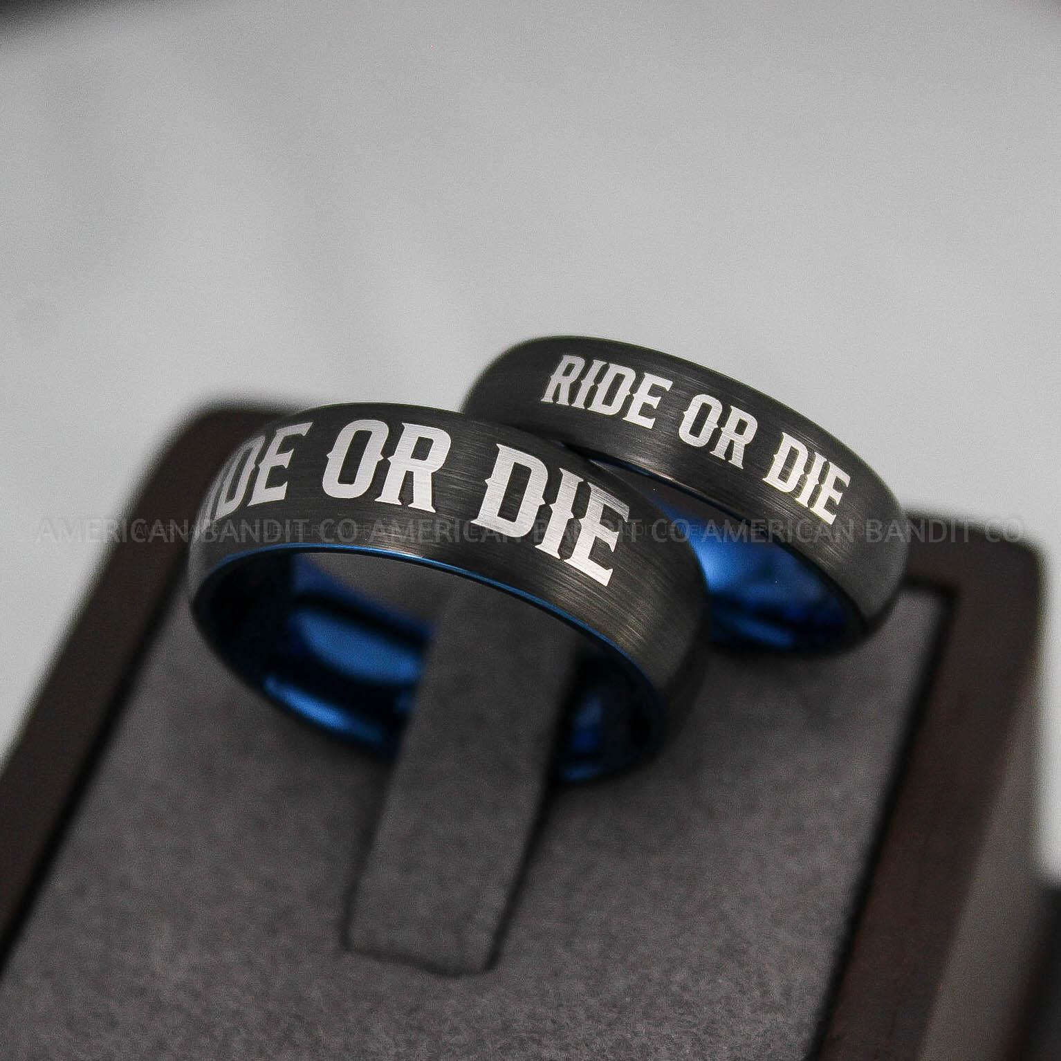 IMG_3241 Ride or Die Rings, Ride or Die, Ride or Die Wedding Rings, Ride or Die Wedding Bands, Black Wedding Rings, Black Wedding Bands, Biker Rings - Image 1