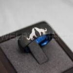 Howling Wolves Ring, Wolf Ring, Couple Wedding Rings, Couple Rings, Wolves Ring, Wolf Howl Ring, Black Wedding Bands, Matching Wedding Rings - Image 2