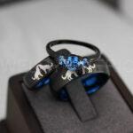 Howling Wolves Ring, Wolf Ring, Couple Wedding Rings, Couple Rings, Wolves Ring, Wolf Howl Ring, Black Wedding Bands, Matching Wedding Rings