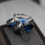 Howling Wolves Ring, Wolf Ring, Couple Wedding Rings, Couple Rings, Wolves Ring, Wolf Howl Ring, Black Wedding Bands, Matching Wedding Rings