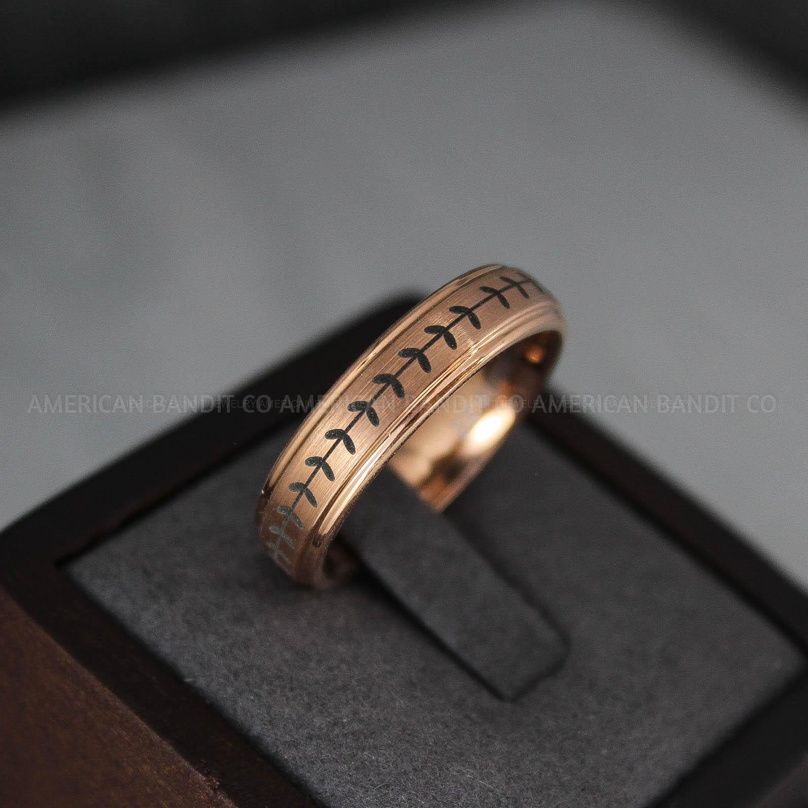 IMG_3262 Baseball Ring, Baseball Wedding Ring, Baseball Wedding Band, Rose Gold Ring, Rose Gold Wedding Band, Rose Gold Wedding Band Baseball Jewelry - Image 1
