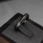 Silver Wedding Ring, Black Wedding Band, Black Wedding Ring, Silver Wedding Band, 4mm Silver Wedding Band, Black Tungsten Ring with Groove