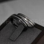 Silver Wedding Ring, Black Wedding Band, Black Wedding Ring, Silver Wedding Band, 4mm Silver Wedding Band, Black Tungsten Ring with Groove - Image 6