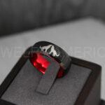 Howling Wolves Ring, Wolf Ring, Couple Wedding Rings, Couple Rings, Wolves Ring, Wolf Howl Ring, Black Wedding Bands, Matching Wedding Rings - Image 3