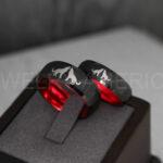 Howling Wolves Ring, Wolf Ring, Couple Wedding Rings, Couple Rings, Wolves Ring, Wolf Howl Ring, Black Wedding Bands, Matching Wedding Rings - Image 2