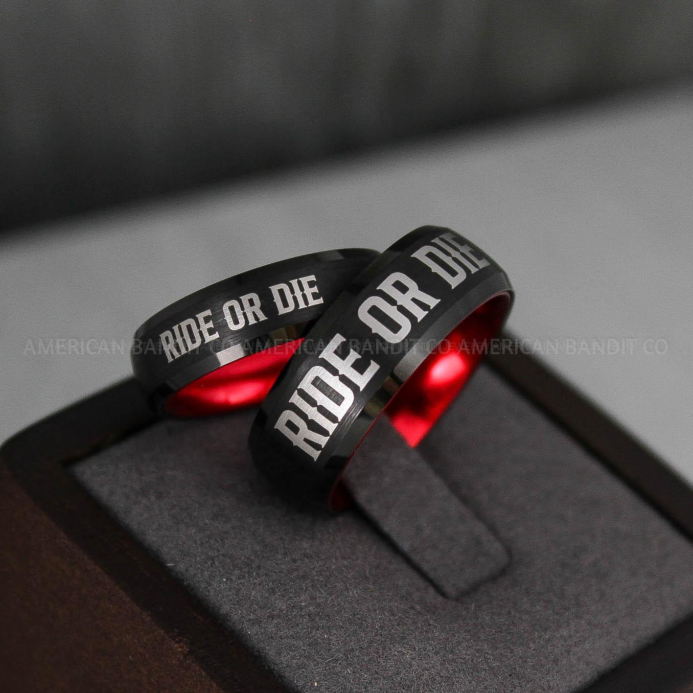 IMG_3312 Ride or Die Rings, Ride or Die, Ride or Die Wedding Rings, Ride or Die Wedding Bands, Black Wedding Rings, Black Wedding Bands, Biker Rings - Image 1