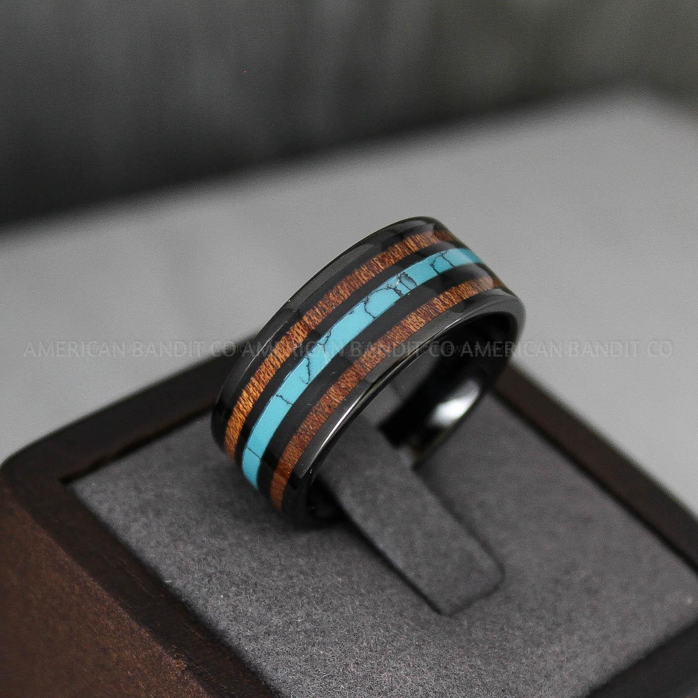 IMG_3323 Turquoise Ring, Turquoise Wedding Ring, Turquoise Wedding Band, Turquoise Jewelry, Black Wedding Ring, Black Wedding Band, Turquoise Ring - Image 1