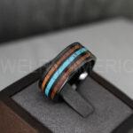 Turquoise Ring, Turquoise Wedding Ring, Turquoise Wedding Band, Turquoise Jewelry, Black Wedding Ring, Black Wedding Band, Turquoise Ring - Image 3