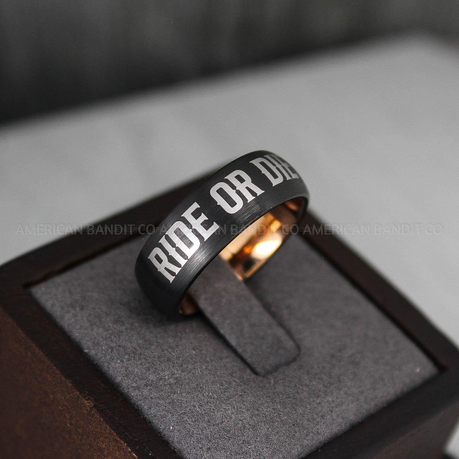 IMG_3328 Ride or Die Rings, Ride or Die, Ride or Die Wedding Rings, Ride or Die Wedding Bands, Black Wedding Rings, Black Wedding Bands, Biker Rings - Image 1