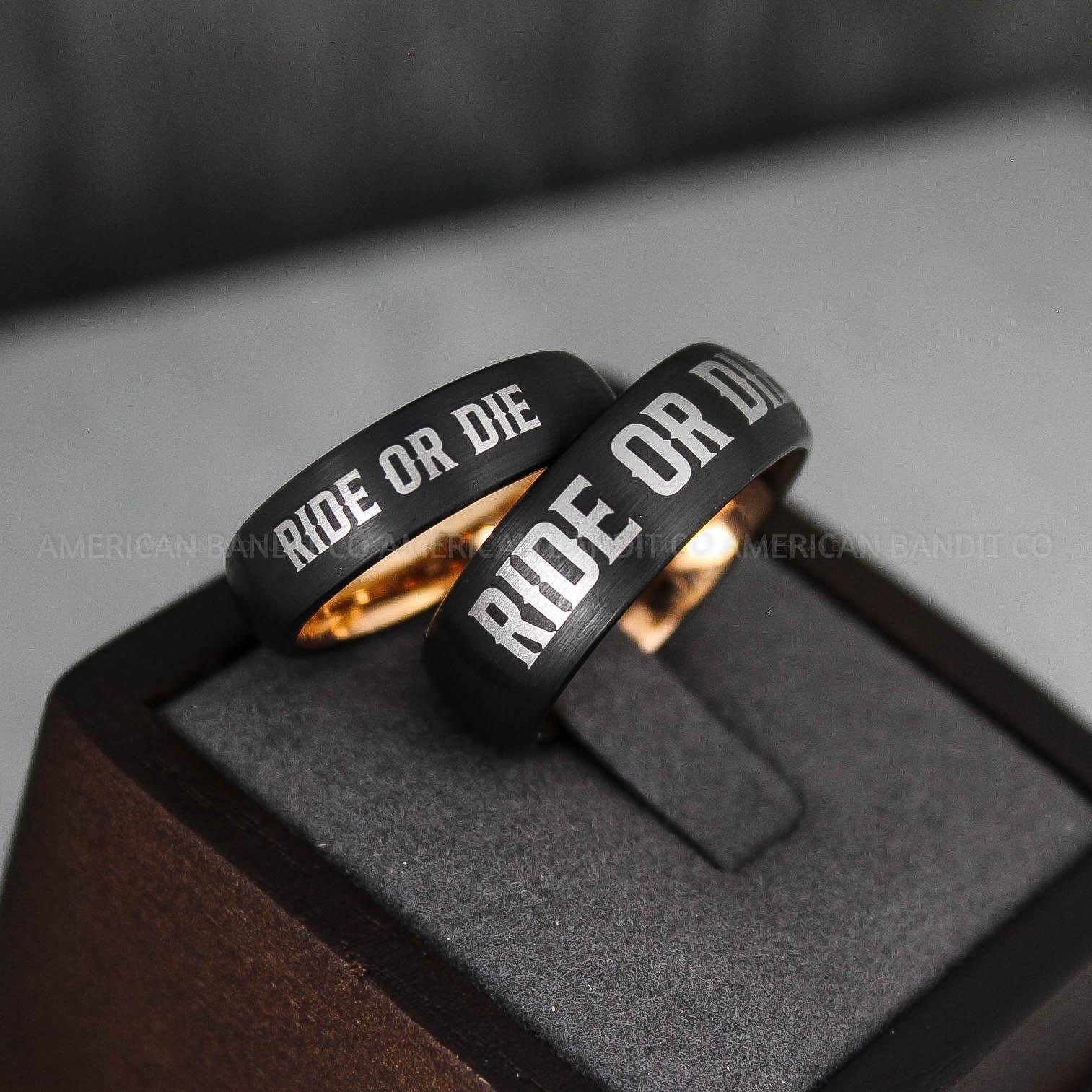 IMG_3330 Ride or Die Rings, Ride or Die, Ride or Die Wedding Rings, Ride or Die Wedding Bands, Black Wedding Rings, Black Wedding Bands, Biker Rings - Image 1